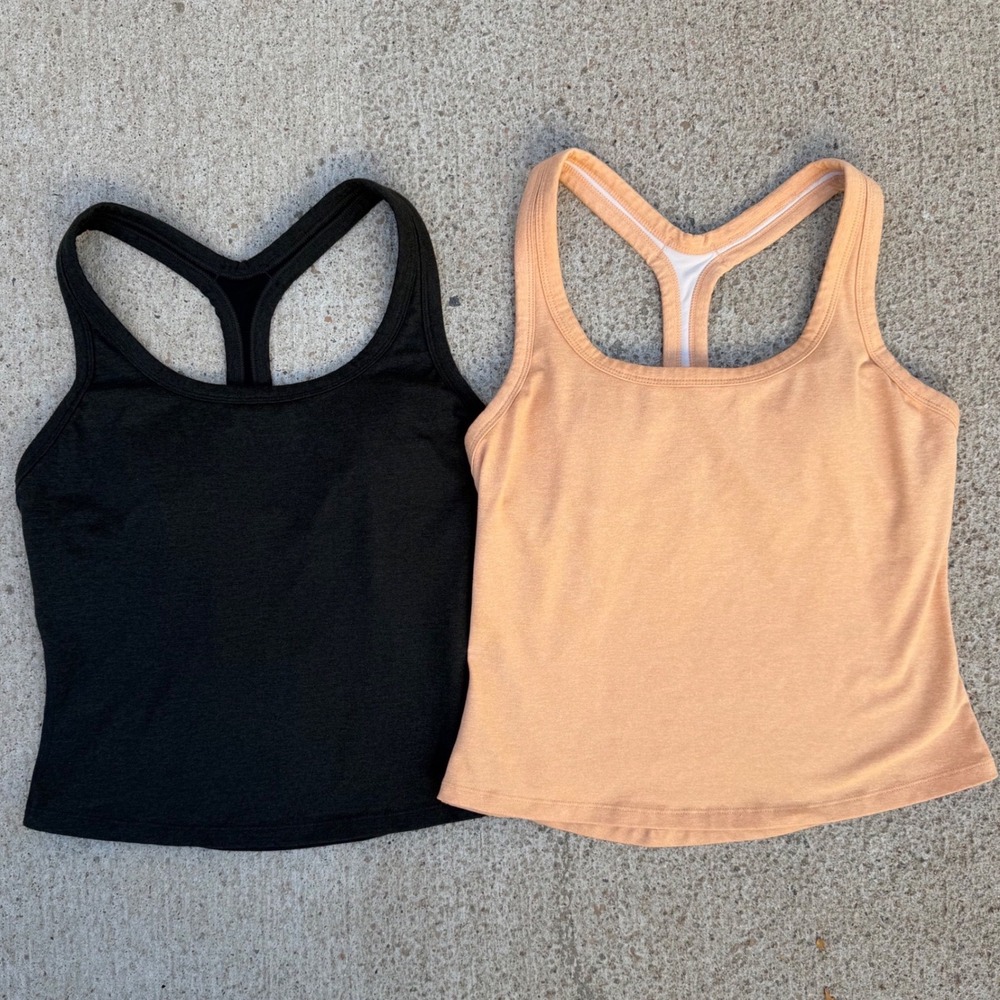 prAna Heavana Racerback Tank Top Bundle (2) Size Small Black Heather & Peach EUC